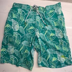 Tommy Bahama 9" Inseam Tropical Floral Print Men Bathing Suit M Clover Leaf NWOT